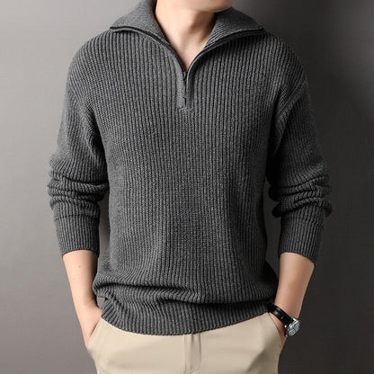 Herren Pullover Strickmuster Reißverschluss Freizeit