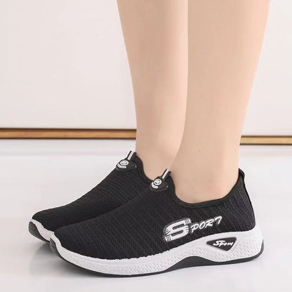 Damen Sportsneaker atmungsaktiv Mesh Sneaker Schwarz