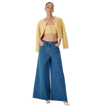 Damen Jeanshose Weit Bequem Moderner Schnitt