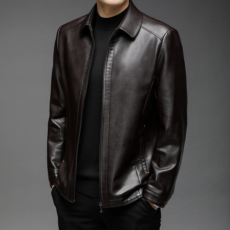 Lederjacke Herren Modern Elegant Schnitt Schwarz