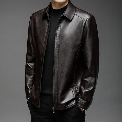 Lederjacke Herren Modern Elegant Schnitt Schwarz