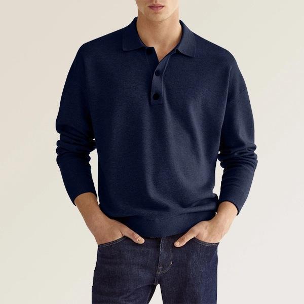 Herren Pullover Weit Schnitt Knopfleiste Modern