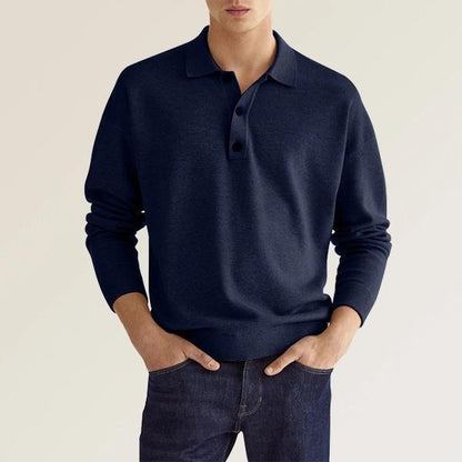 Herren Pullover Weit Schnitt Knopfleiste Modern