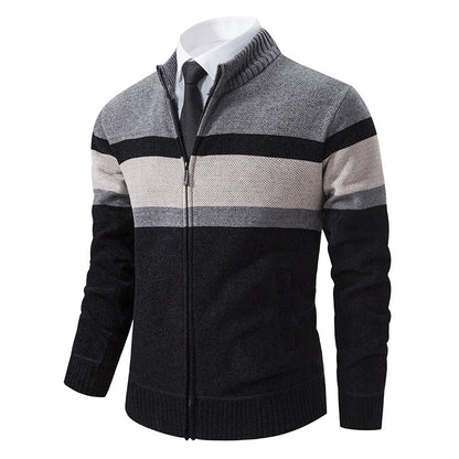 Herren Strickjacke Strukturiert Hochschließend Modern