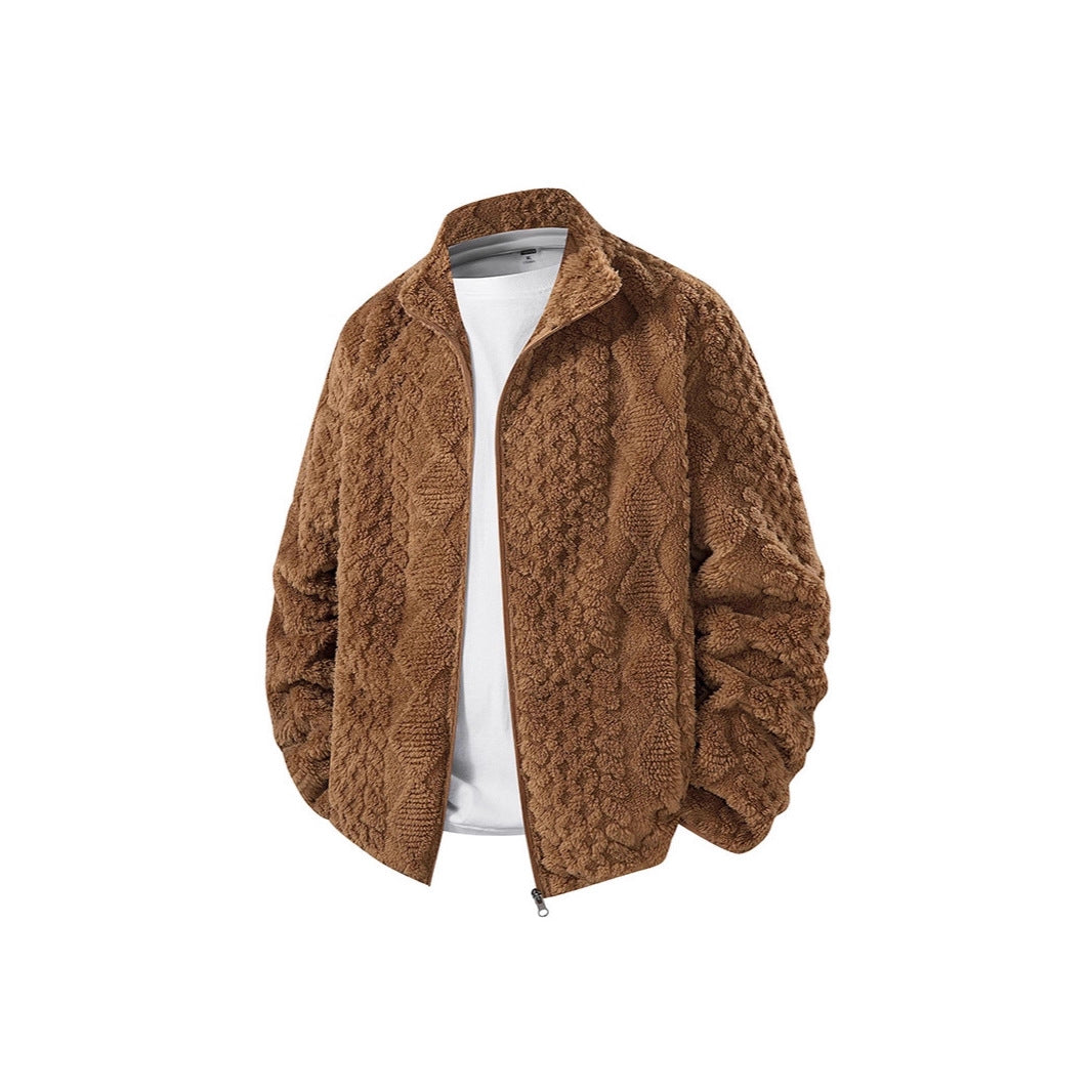 Herren Fleecejacke Warm Weich Hochkragen Winterjacke - BerlinGlamour