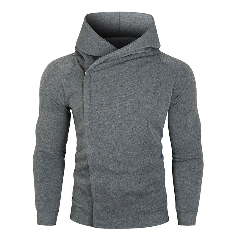 Herren Kapuzenpullover Asymmetrisch Reißverschluss Hochkragen Modern