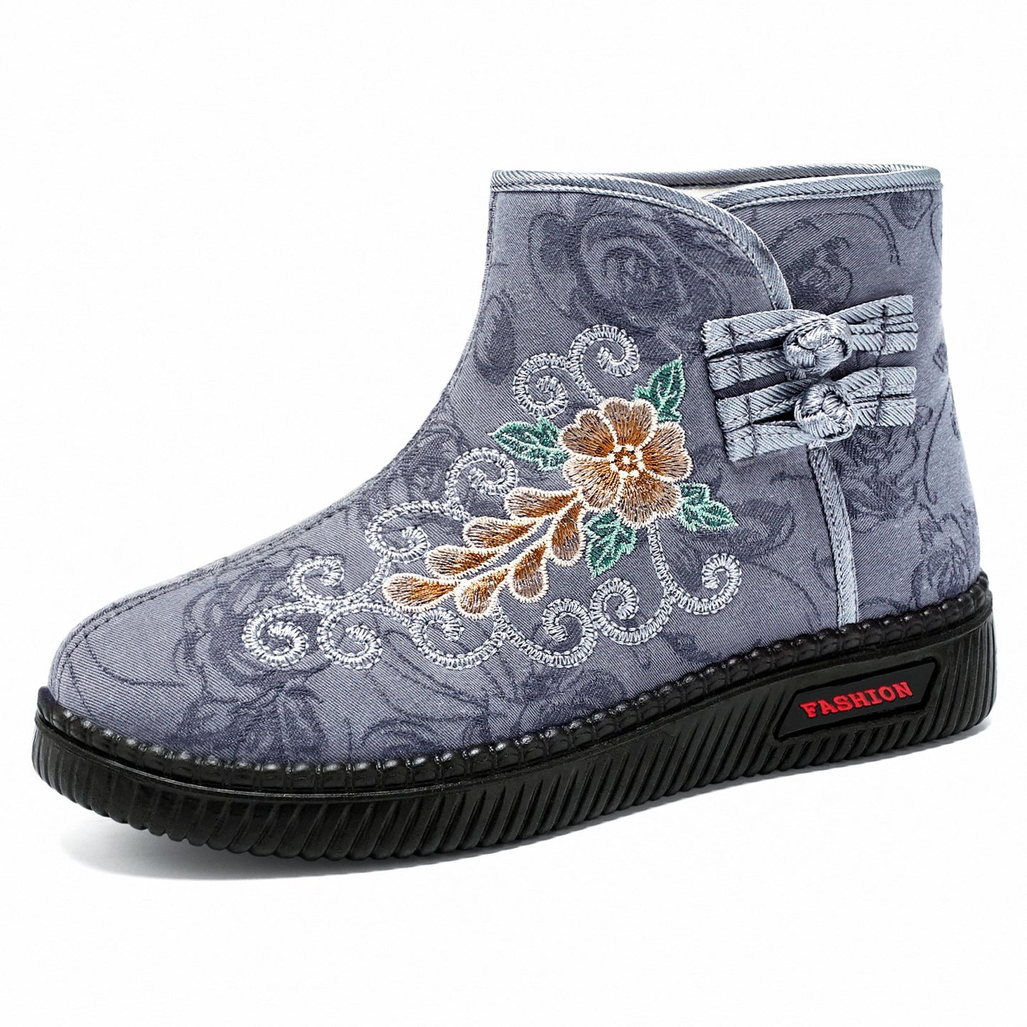 Damen Winterstiefel Bequem Elegante Floral Stickerei