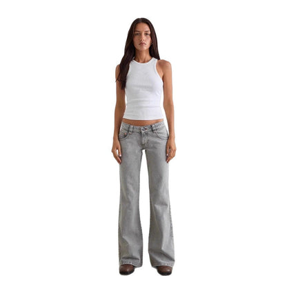 Damen Schlagjeans Hochwerder mit Weitem Bein