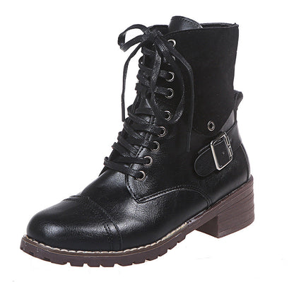 Damen Stiefel Schnürstiefel Wildleder Blockabsatz Moderne Heidi Mode