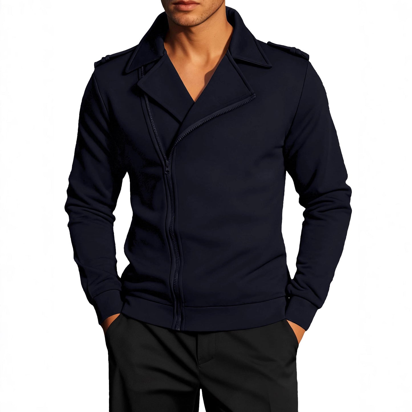 Lässige Herren Zipjacke Mit Kragen Modern