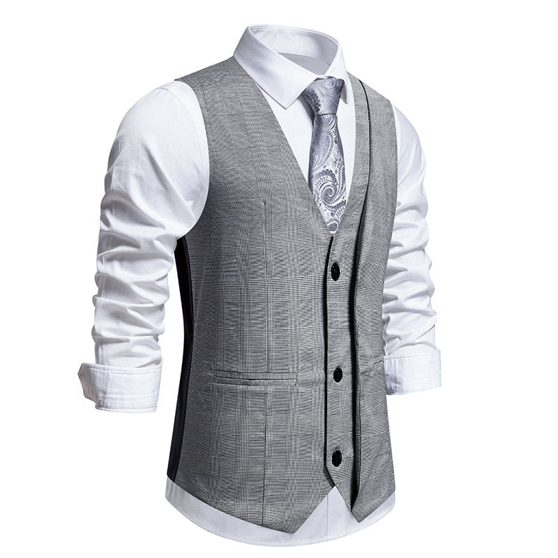 Herren Anzugweste Elegante Herringbone Muster Mit Taschen