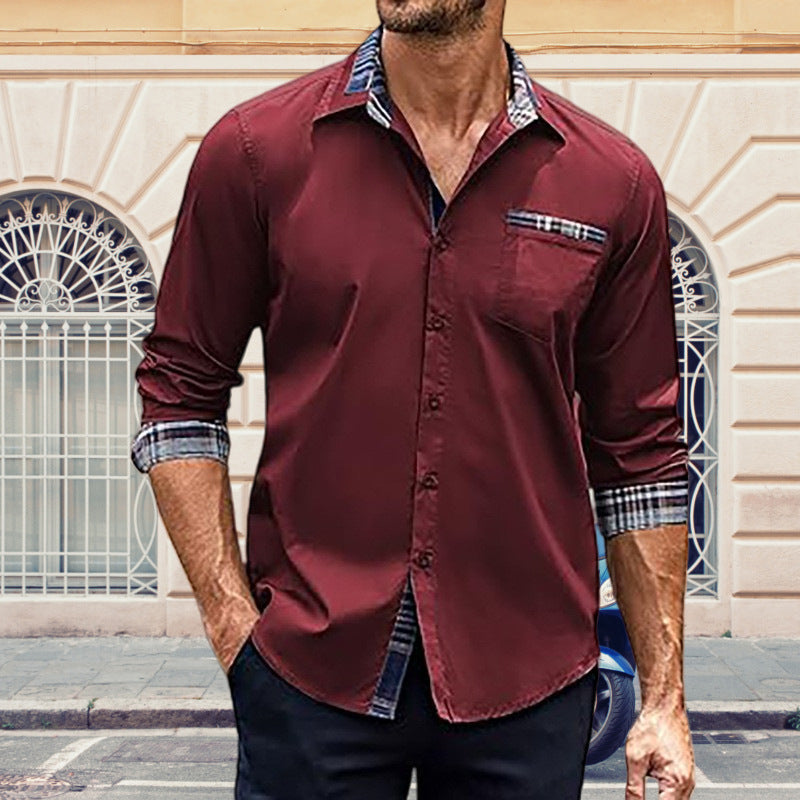 Herren Hemd Langarm Karo Muster Modern