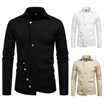 Herren Hemd Modern Asymmetrisch Knopfdesign Slim Fit