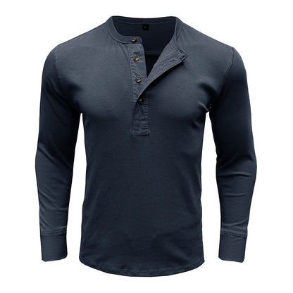 Herren Langarmshirt Knopfvorderteil Modern Strukturiert