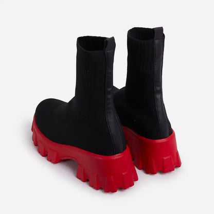 Damen Strumpfstiefel Elastisch Komfortabel Mit Weicher Sohle