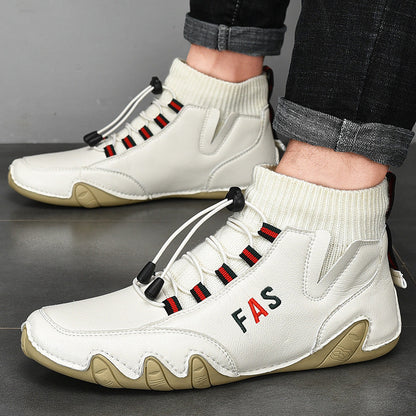 Damen Sneaker Hoch Sportschuhe Leder Schnürsenkel Elastisch - BerlinGlamour