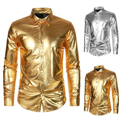 Herren Langarmhemd Elegantes Glänzendes Business - BerlinGlamour
