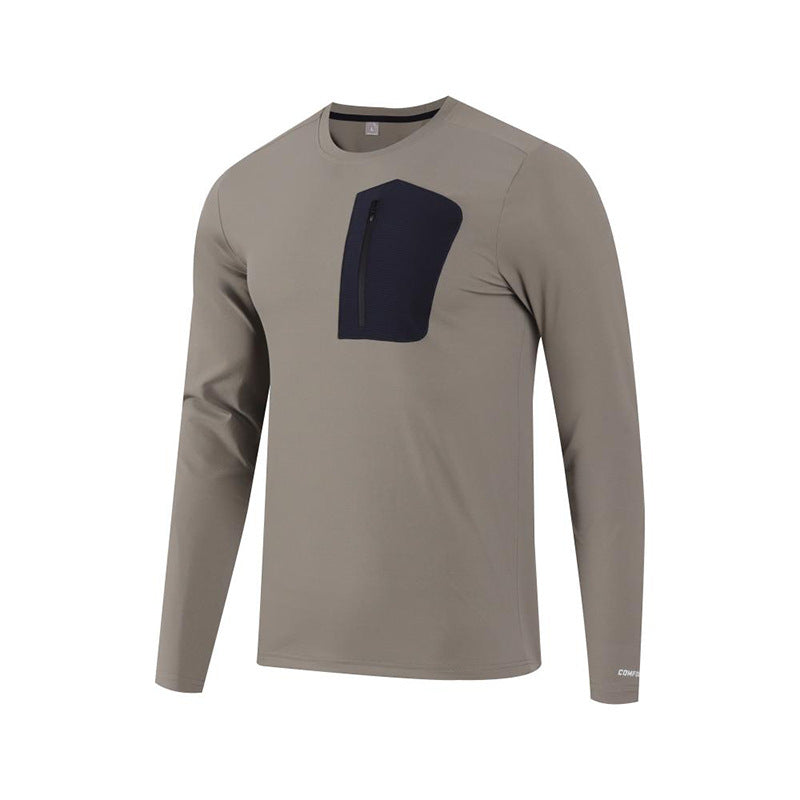 Herren Langarmshirt Funktionsshirt mit Brusttasche Sportlich