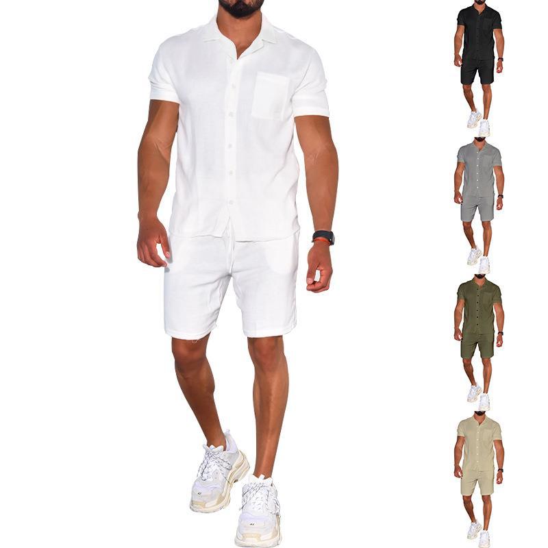 Herren Freizeit-Set Kurzarm Hemd Shorts Modern