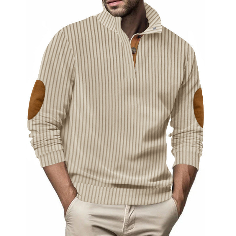 Herren Pullover Strukturiert Kontrast Patches Modern