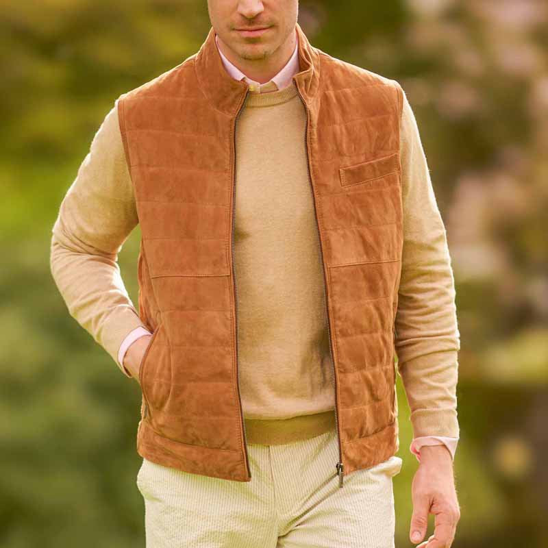 Lederweste Herren Wildleder mit vielen Taschen - BerlinGlamour