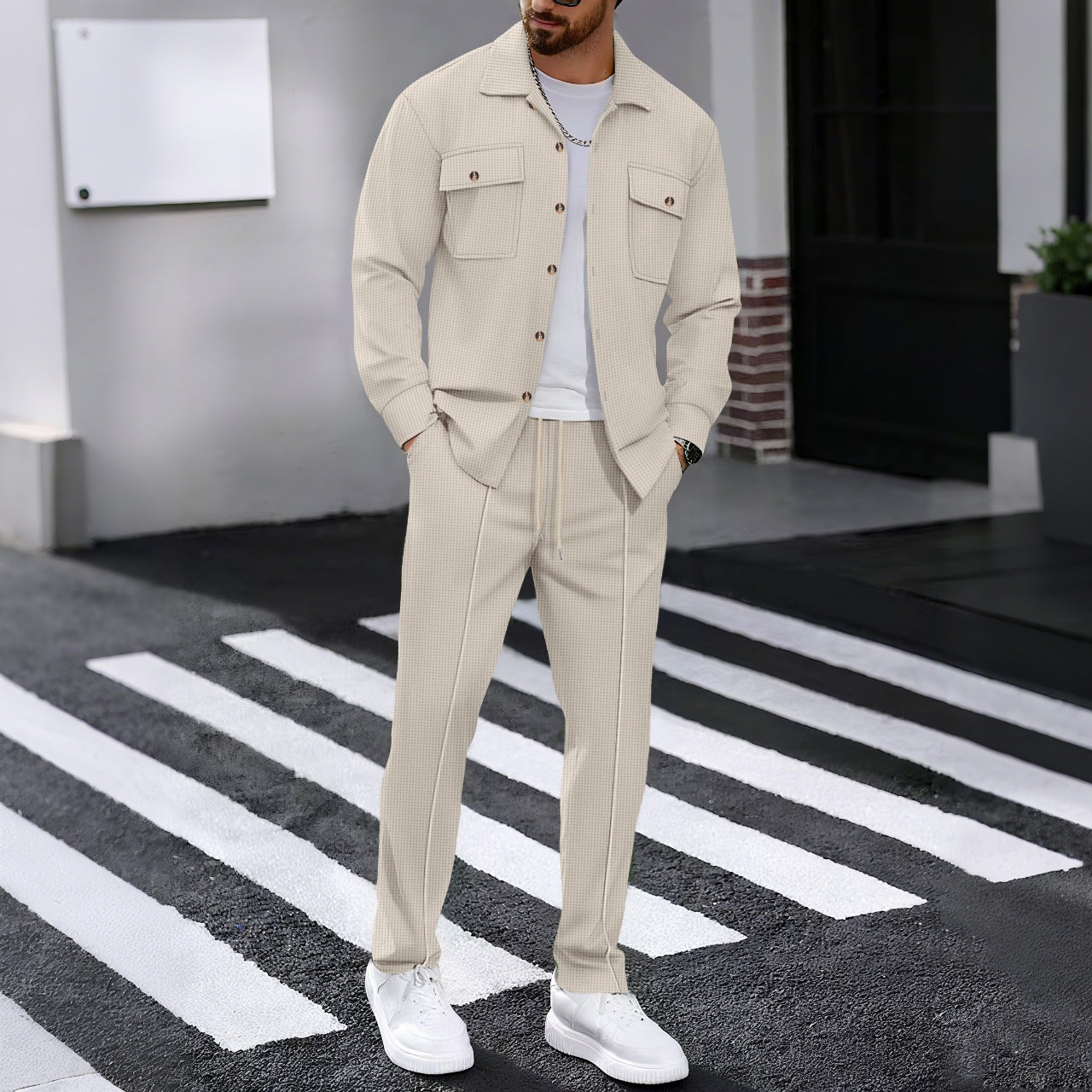 Herren Freizeitanzug Modern Strukturiert Elegant - BerlinGlamour