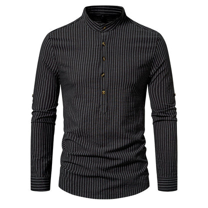 Herren Hemd Stehkragen mit feinen Streifen Modern