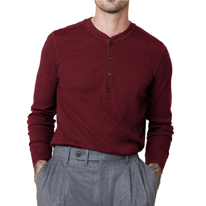 Herren Langarmshirt Weich Modern Knopfleiste