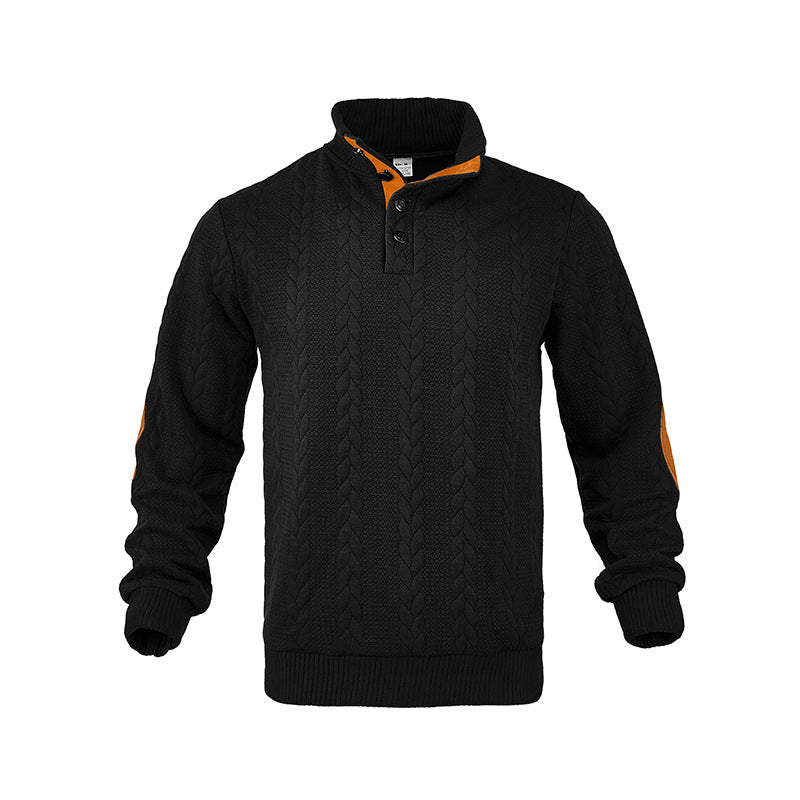 Herren Pullover Stehkragen Modern Kontrast Knöpfe