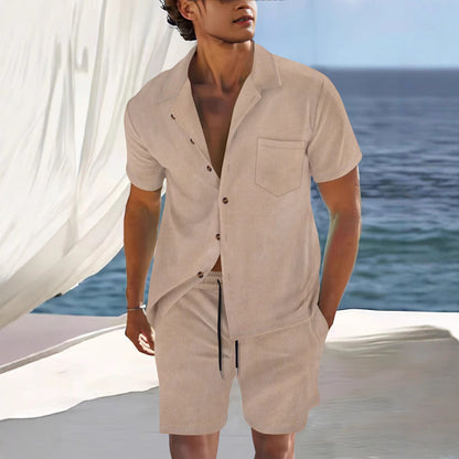 Herren Kurzarm Hemd mit passender Shorts Sommer