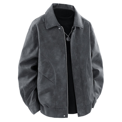 Herren Lederjacke Modern Schnitt mit Taschen Schwarz - BerlinGlamour