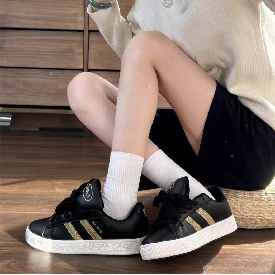Damen Sneaker Sportlich Leder Schwarz Komfort