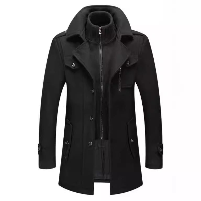 Herren Wollmantel Eleganter Wintermantel Mit Abnehmbarer Kapuze - BerlinGlamour
