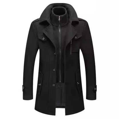 Herren Wollmantel Eleganter Wintermantel Mit Abnehmbarer Kapuze - BerlinGlamour