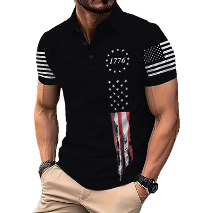 Herren Poloshirt Berlin Grafik V-Ausschnitt Trendy