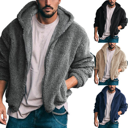 Herren Fleecejacke Weich Kapuze Warm Outdoor - BerlinGlamour