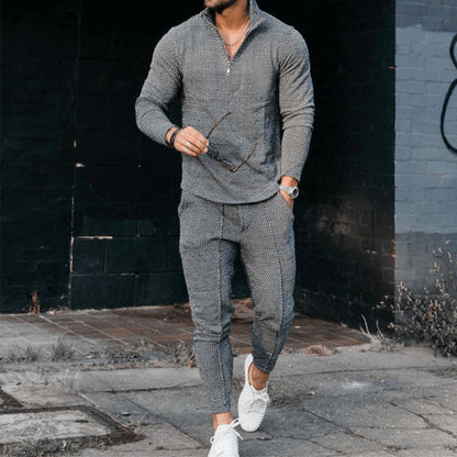 Herren Sportset Modern mit Reißverschluss und Muster