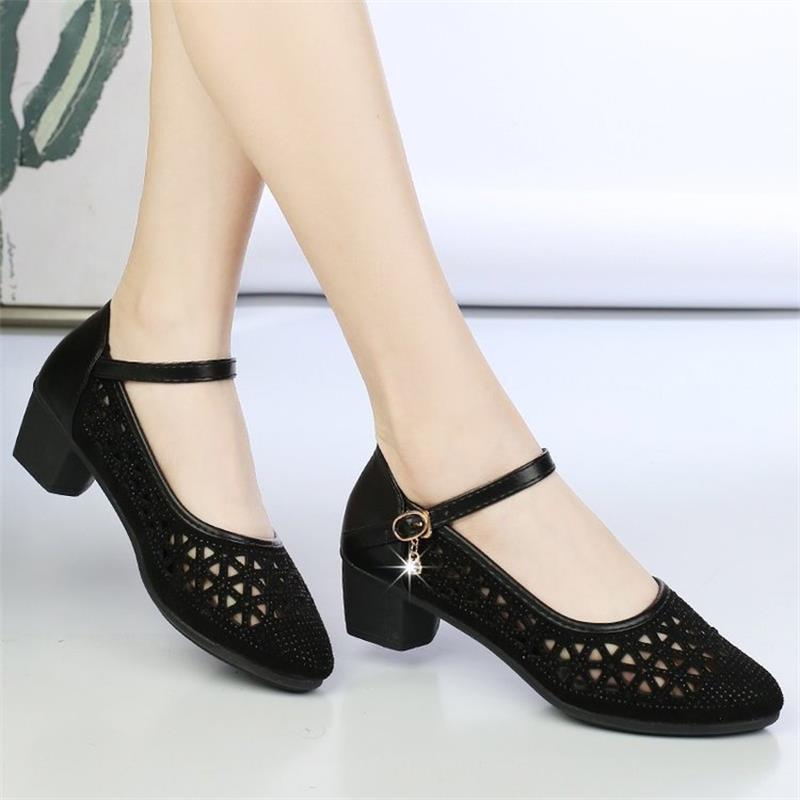Damen Ballerinas Elegante Spitze Bequem Blockabsatz