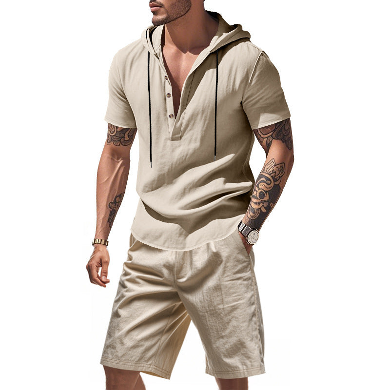 Herren Hoodie Langarm mit Shorts Sportlich Komfortabel