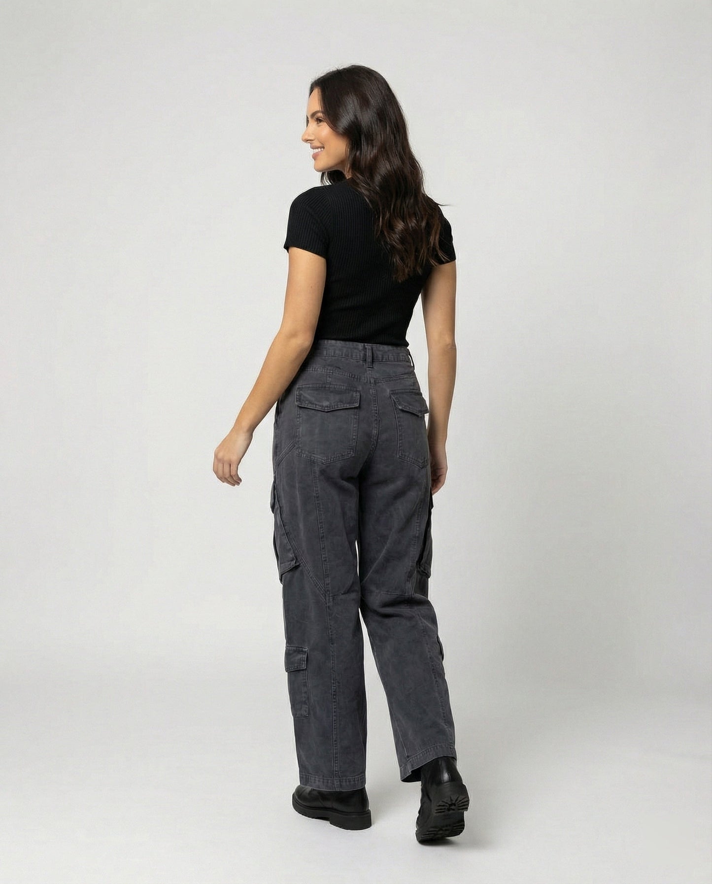 Damen Cargohose Weite Bein Utility Stil