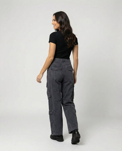 Damen Cargohose Weite Bein Utility Stil