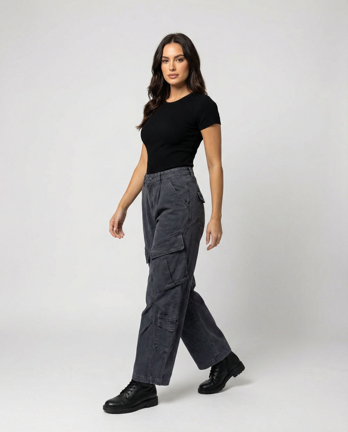 Damen Cargohose Weite Bein Utility Stil