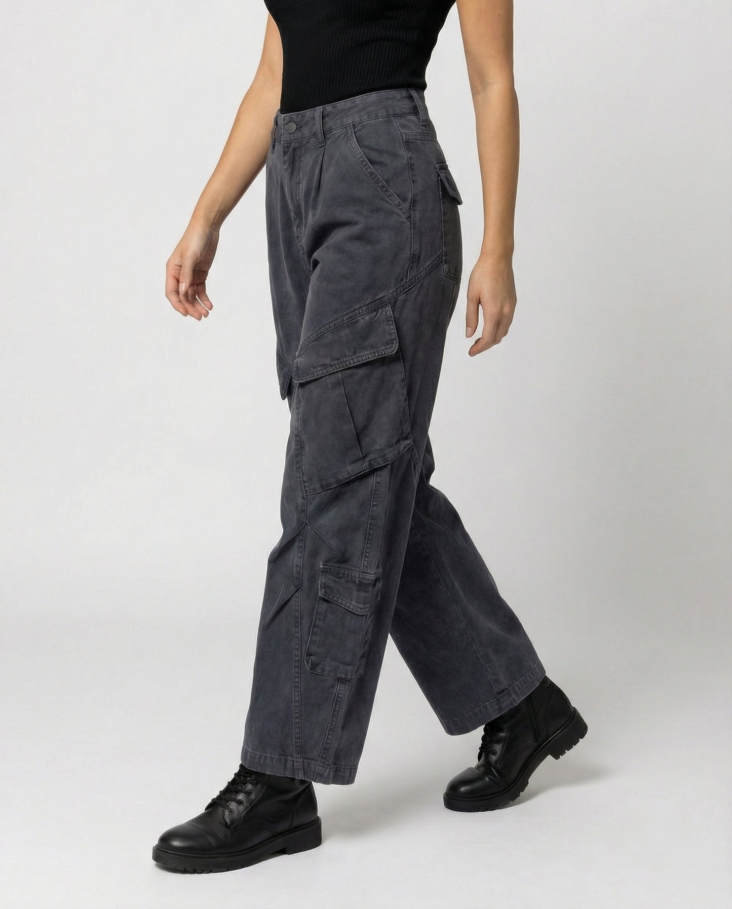 Damen Cargohose Weite Bein Utility Stil - BerlinGlamour