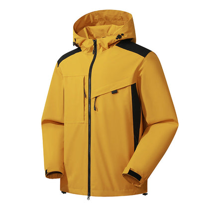 Herren Outdoor-Jacke Wasserdicht mit Kapuze und Reißverschlüssen