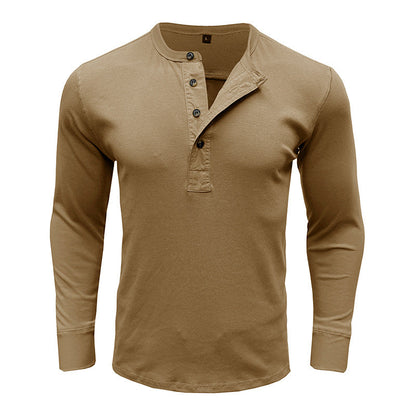 Herren Langarmshirt Knopfvorderteil Modern Strukturiert