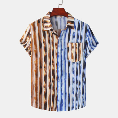 Herren Kurzarmhemd Streifen Design Modern Slim Fit