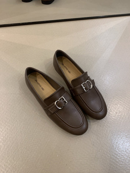 Damen Mokassins Elegante Schuhe mit Schnallenverschluss