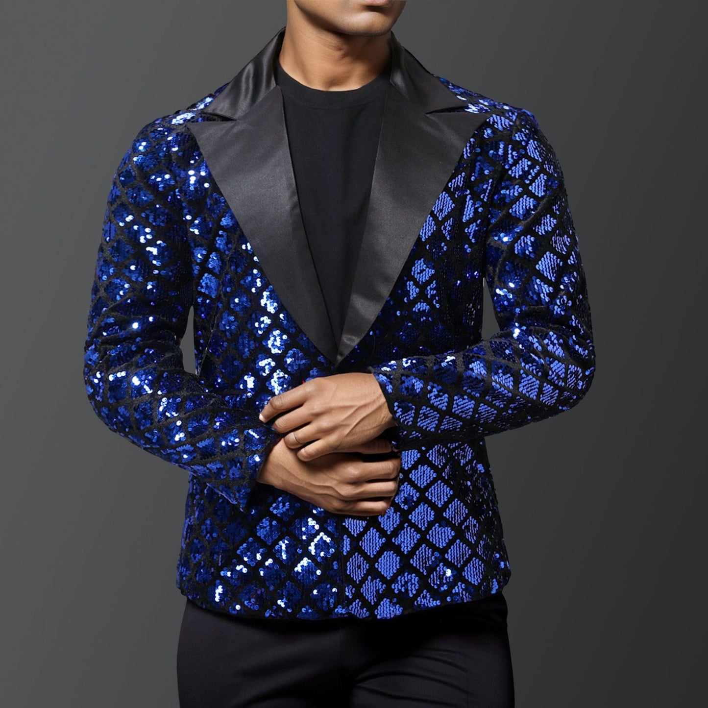 Eleganter Herren Blazer mit Pailletten und Satin-Revers - BerlinGlamour