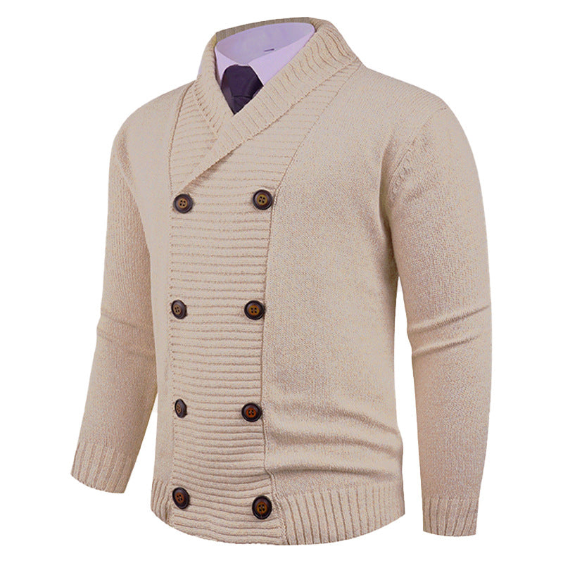 Herren Strickjacke Modern mit Doppelknopfleiste Feinripp