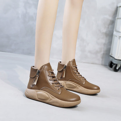 Damen Sneaker High-Top Modisch Reißverschluss Schwarz
